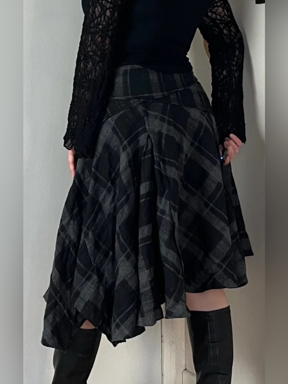 Vintage FORVER 21 Y2K Plaid Tartan Layered Midi Skirt Goth Grunge S layers - Picture 9 of 9